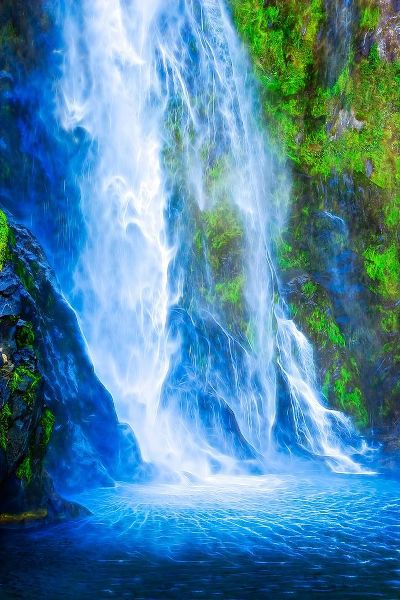 South Island Abstract of waterfall in Milford Sound